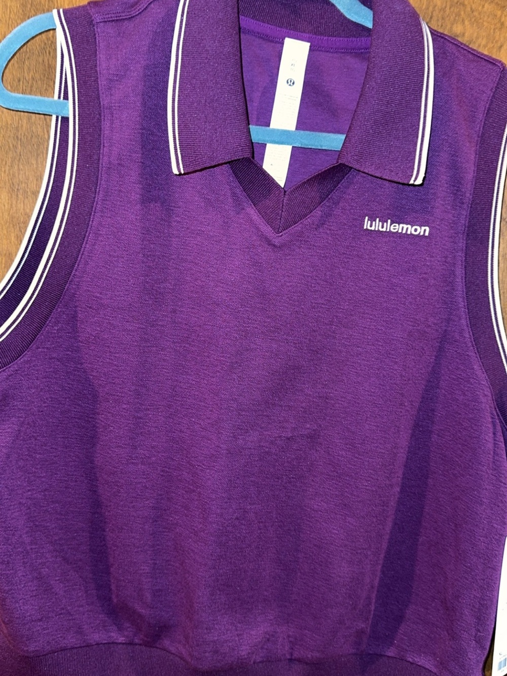 lululemon athletica Purple Sleeveless Collared Tank with White Trim
